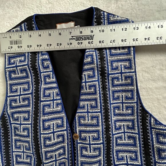 Cost Plus World Market Womens Blue Black Geometric Pattern Cotton Vest Size S/M - Picture 7 of 10